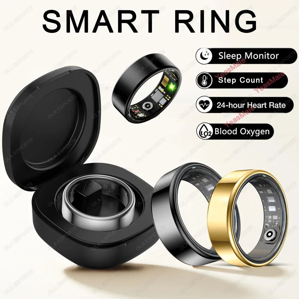 2025 New Smart Ring Men Women, Heart Rate and Blood Oxygen Monitor Smartring IP68 & 5ATM Waterproof, Multi-sport Mode Rings Man