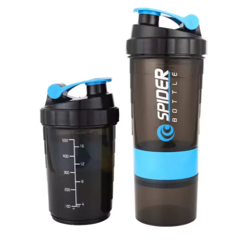 500ML Shaker Cups Portable Protein Powder Shaker Water Bottles Outdoor Sports Milkshake Kettle Gym Fitness Mixing Shake Cup