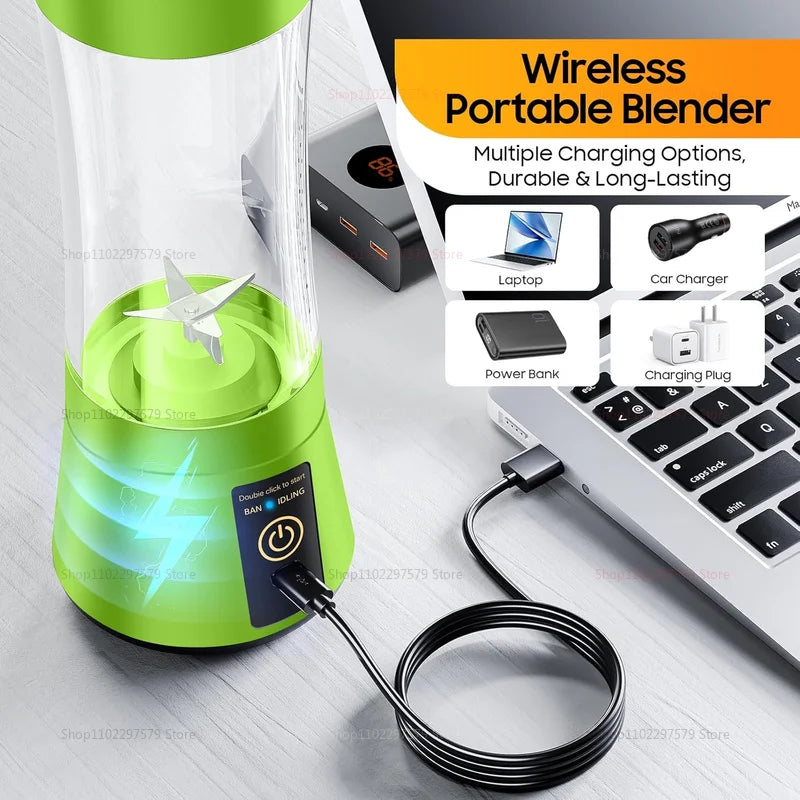 380ml Portable Electric Juicer Blender USB Rechargeable Fruit Food Processor Smoothie Maker Compact Kitchen Mini Juicer